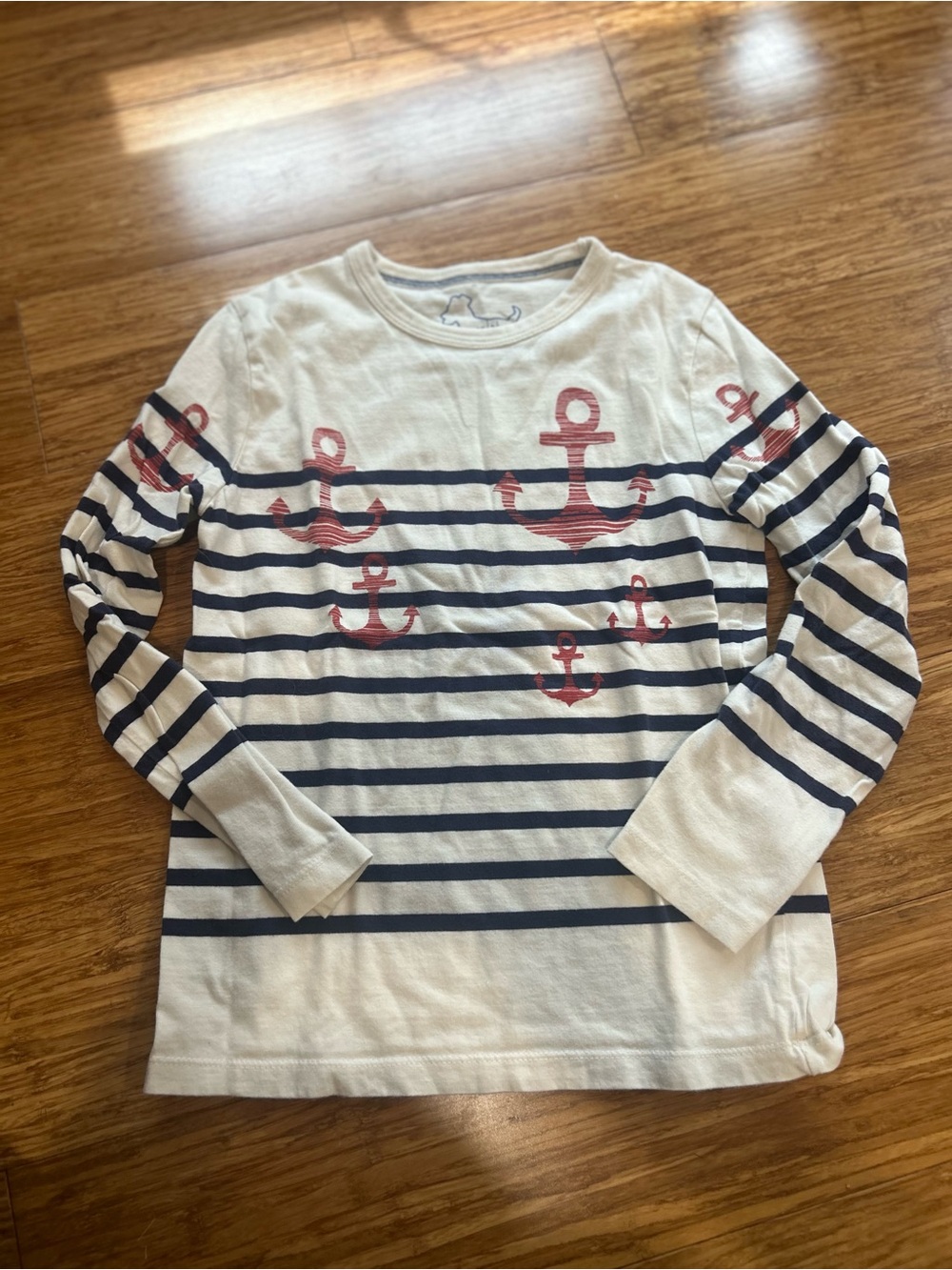 Mini Boden Kids Nautical Anchor Stripe Long-Sleeve Top